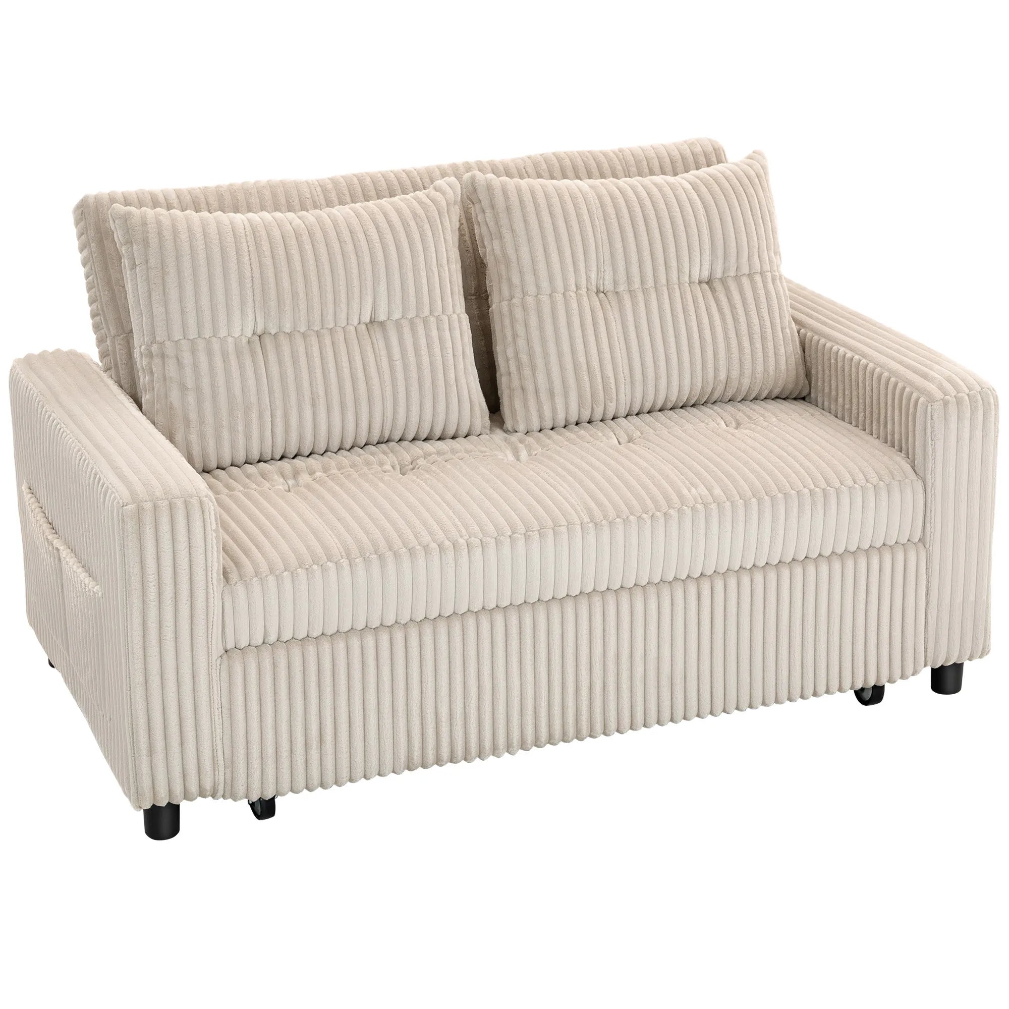 Sofa-lova 2 vietų, išskleidžiama su 2 pagalvėlėmis, 157x190 cm, kremine