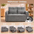 Sofa lova, 2 vietų, reguliuojamas atlošas, 2 pagalvėlės, 136 × 190 cm, pilka