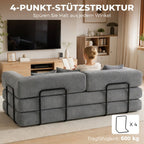 Sofa lova, 205 cm, 5 viename, 75 cm gylio sėdynė, pilka