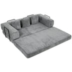 Sofa lova, 205 cm, 5 viename, 75 cm gylio sėdynė, pilka