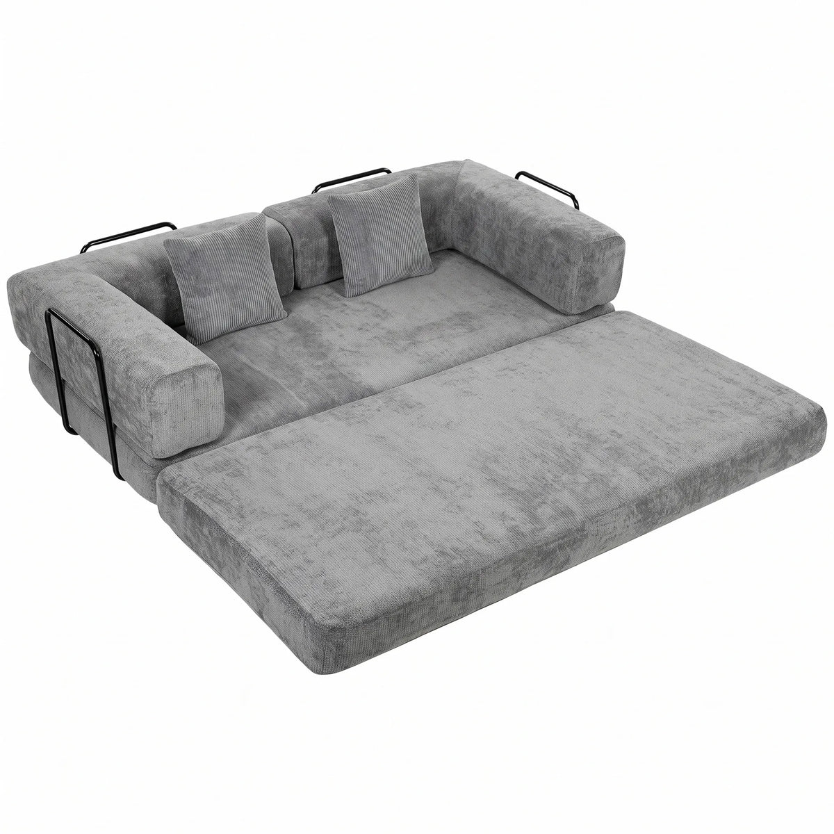 Sofa lova, 205 cm, 5 viename, 75 cm gylio sėdynė, pilka