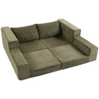 Sofa lova, 4 viename, išskleidžiama, 2 vietų, su pagalvėlėmis, žalia