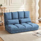 Sofa-lova ant grindų, sulankstoma, reguliuojamu atlošu, 102 × 73 × 60 cm, mėlyna