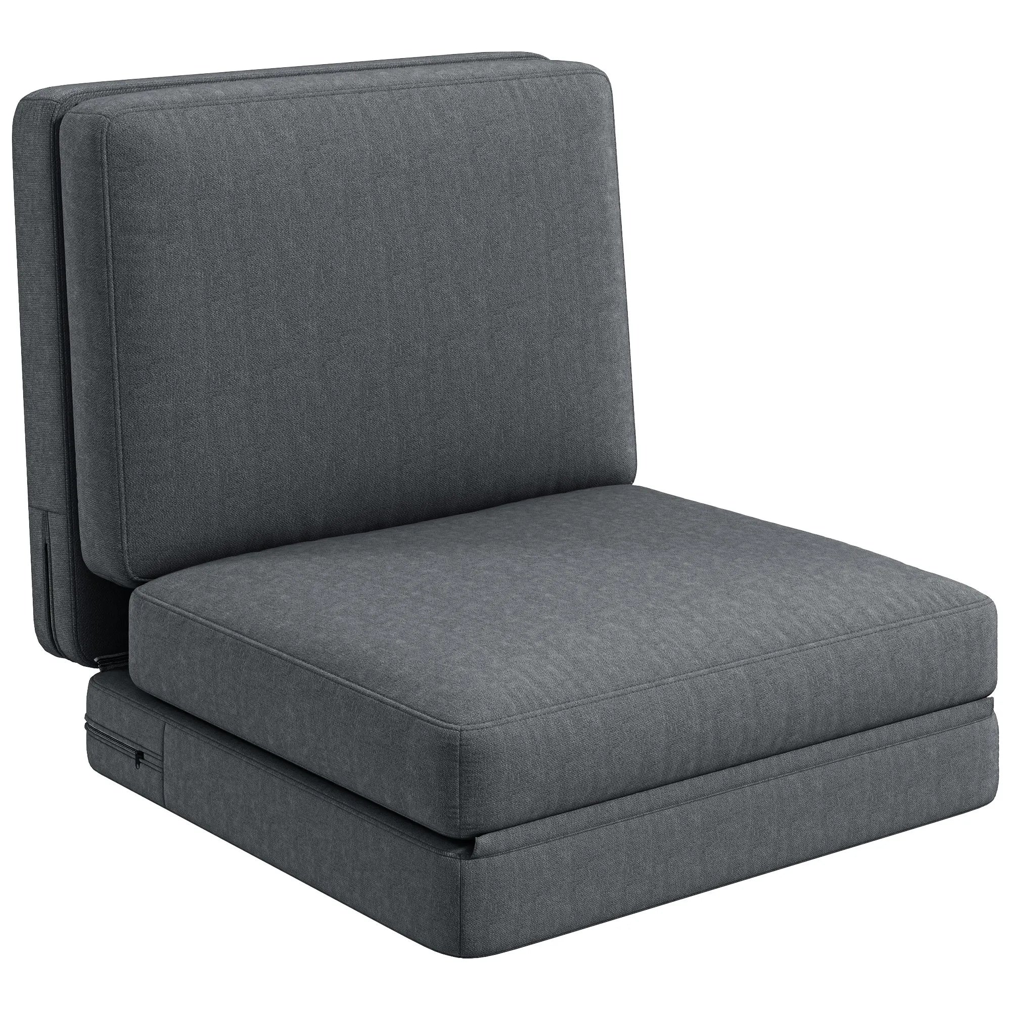 Sofa-lova ant grindų transformuojama, 268 cm, tamsiai pilka