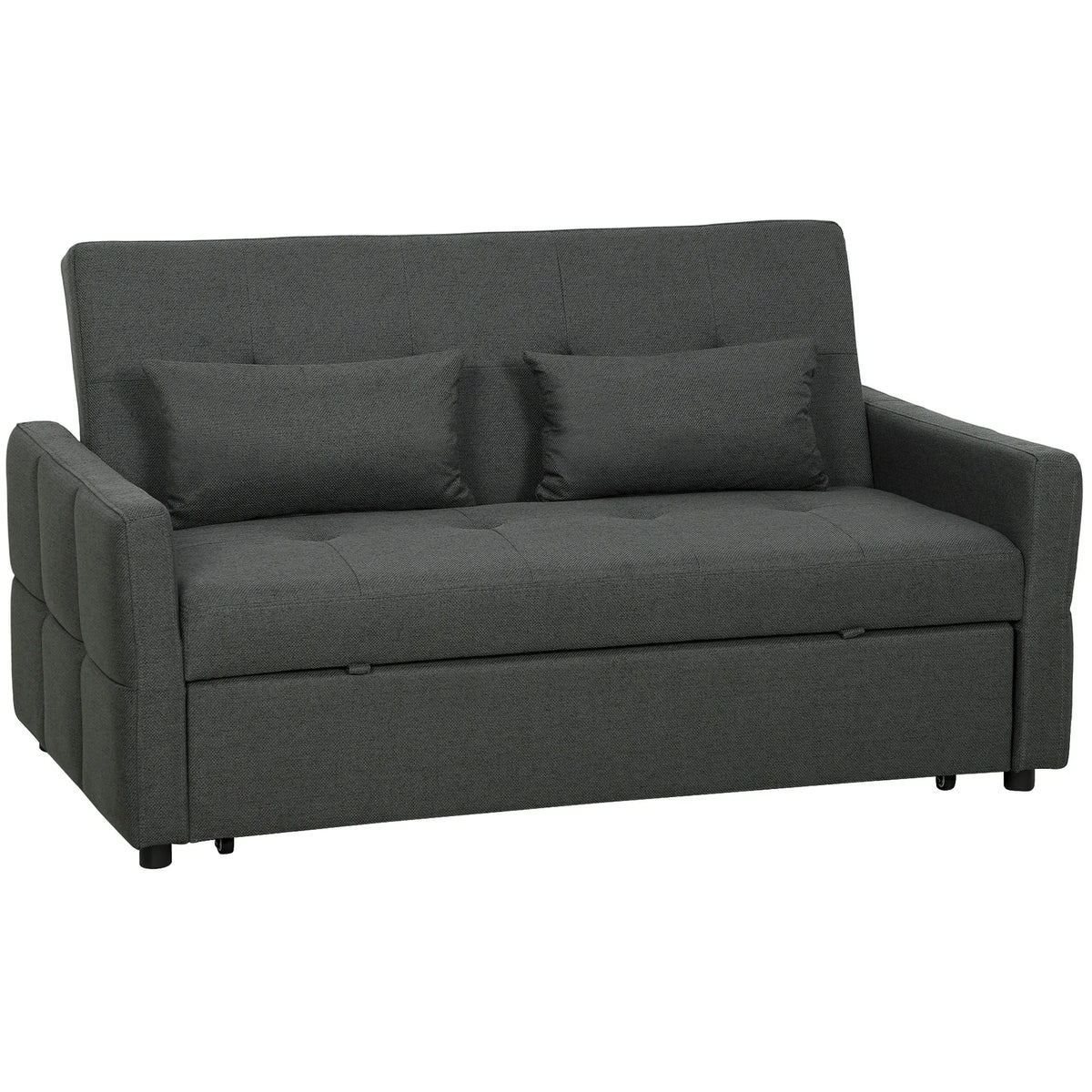 Sofa lova, dvivietė, 3 in 1, reguliuojamu atlošu, tamsiai pilka