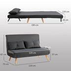 Sofa lova, dvivietė, reguliuojamas atlošas, pilka