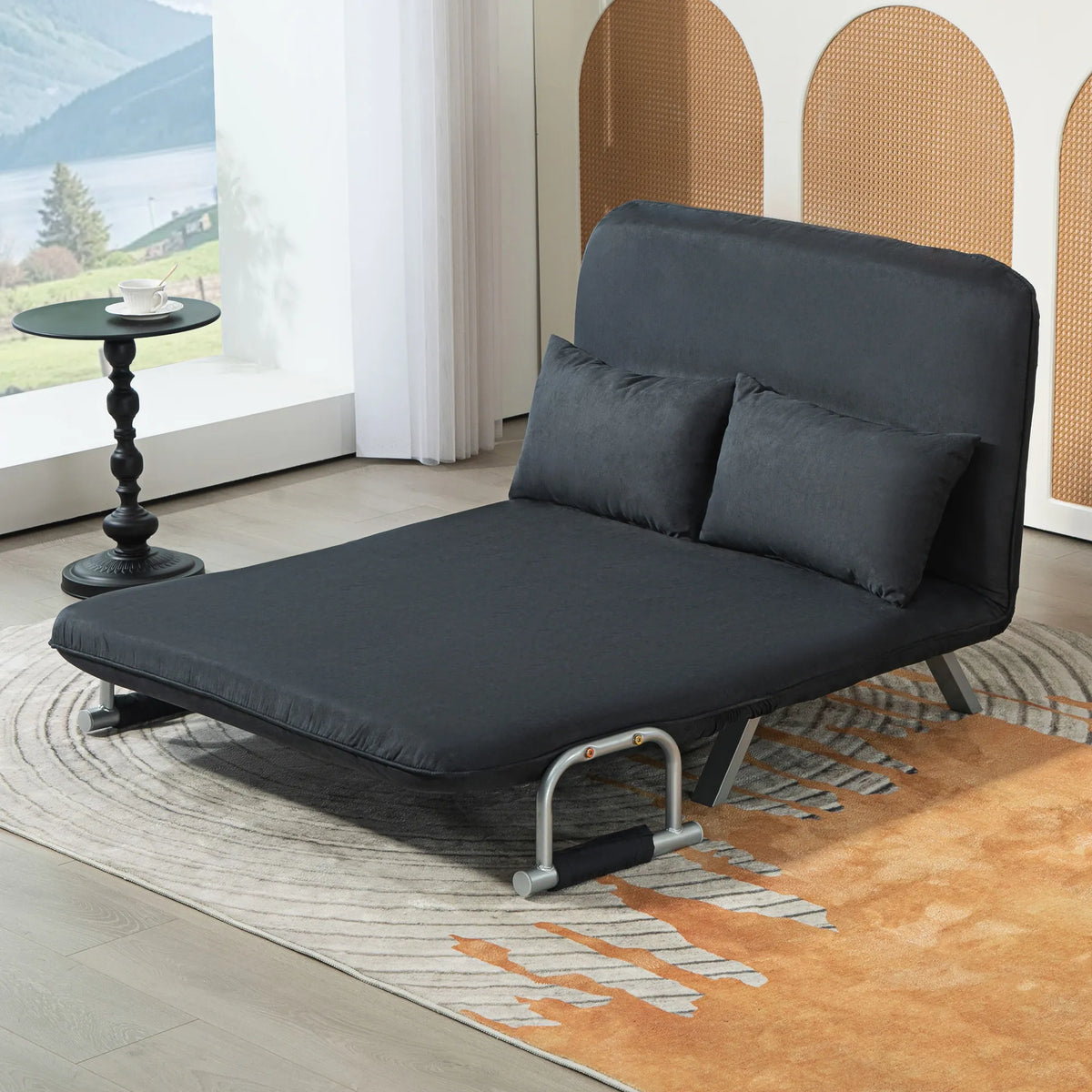 Sofa lova, reguliuojama, 105 cm pločio, juoda