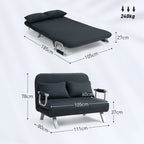 Sofa lova, reguliuojama, 105 cm pločio, juoda