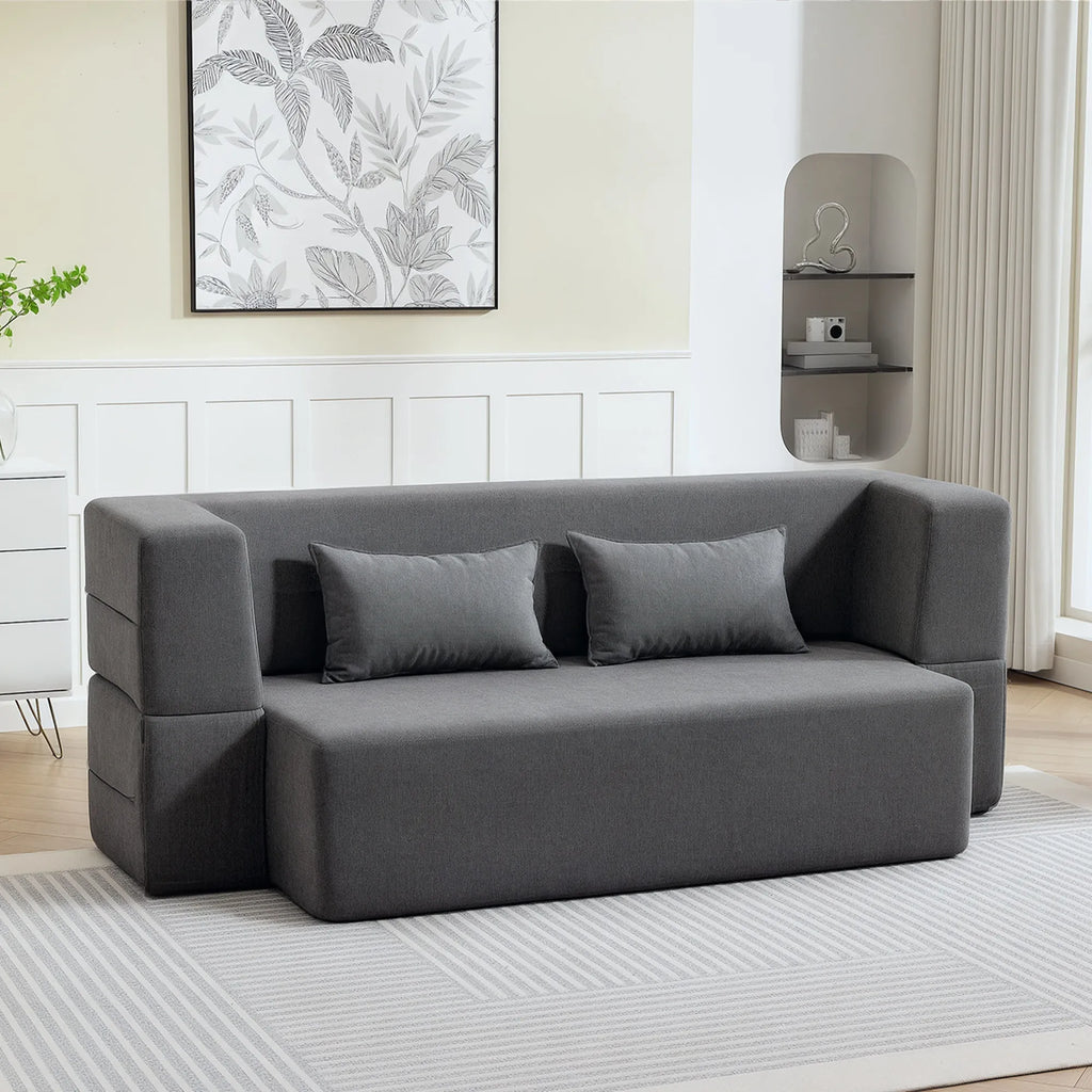 Sofa lova su 2 pagalvėlėmis, 203 cm, pilka