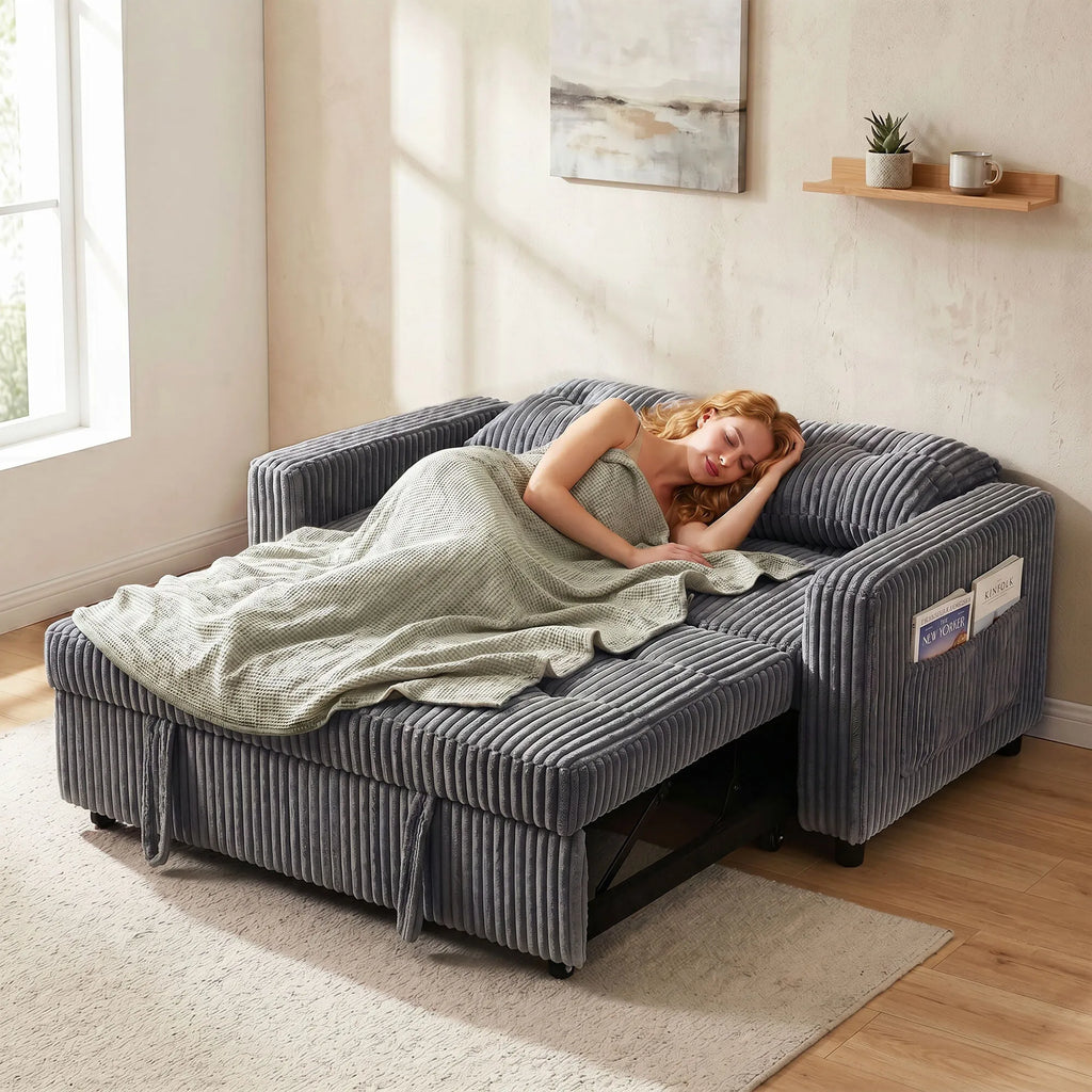 Sofa-lova su miego funkcija, transformuojama, 157 × 190 cm, tamsiai pilka