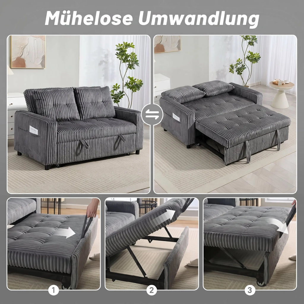 Sofa-lova su miego funkcija, transformuojama, 157x190 cm, tamsiai pilka