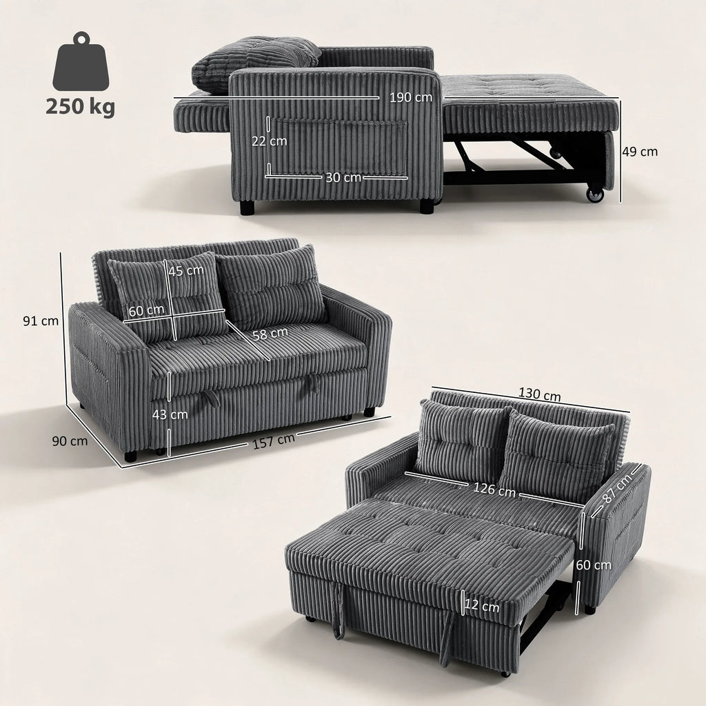 Sofa-lova su miego funkcija, transformuojama, 157x190 cm, tamsiai pilka