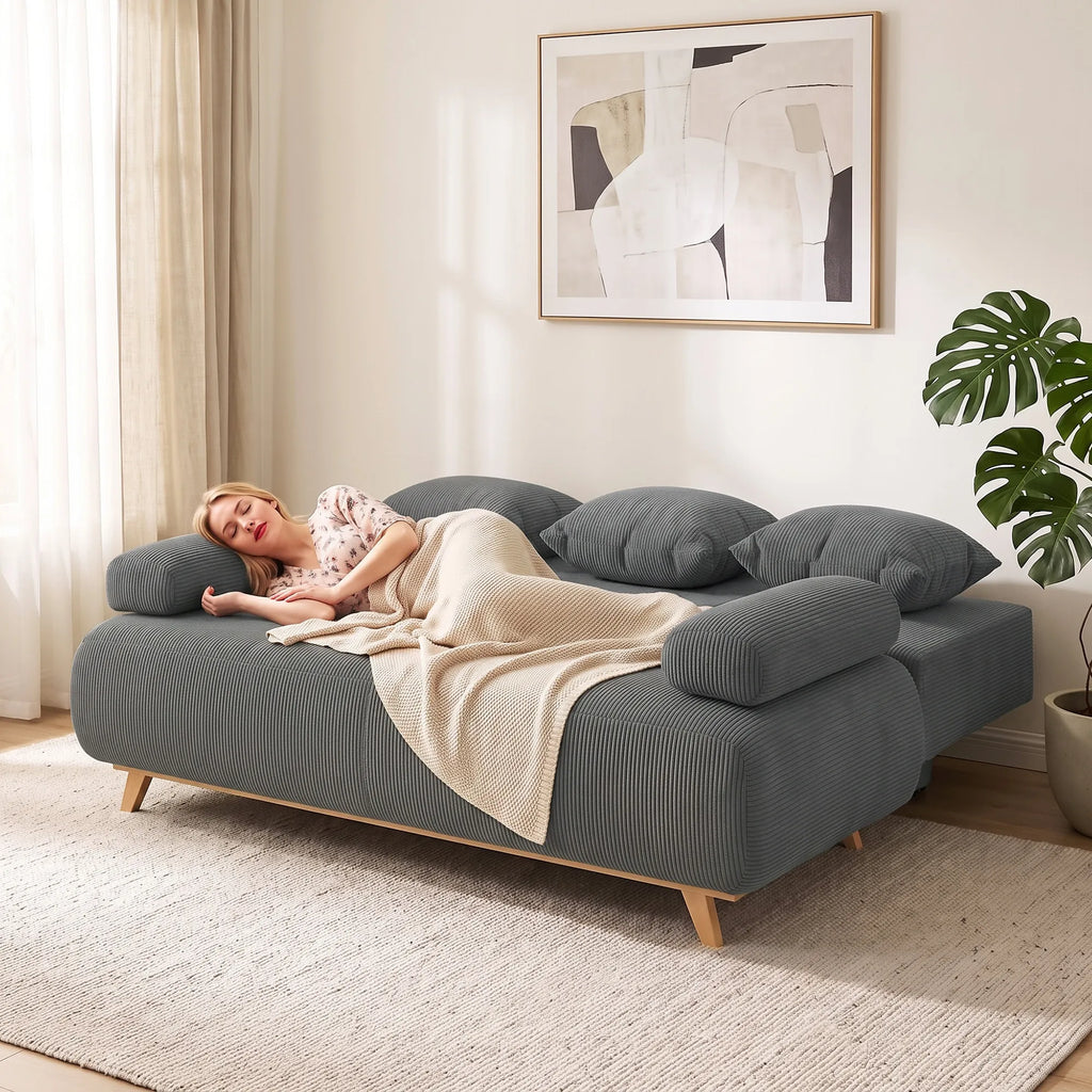 Sofa-lova su patalynės dėže, 3 vietų, pilka