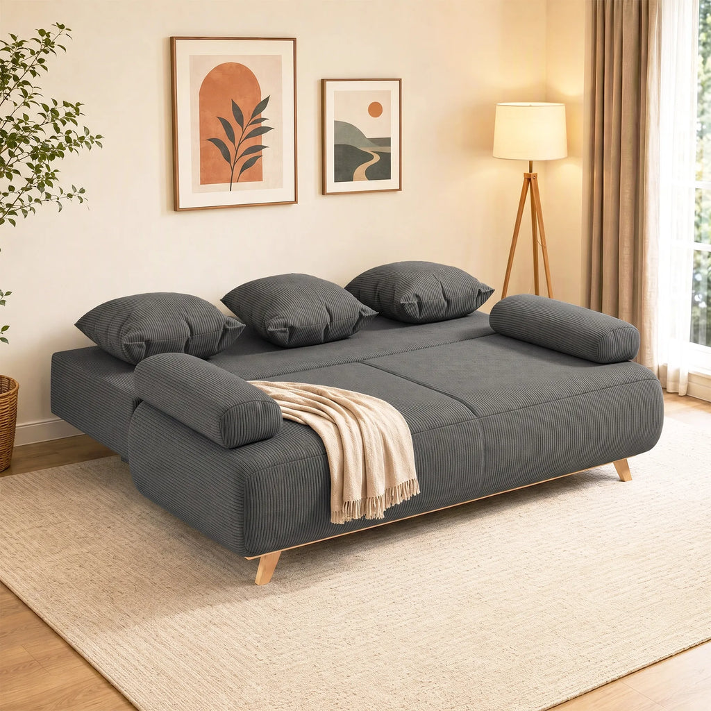 Sofa-lova su patalynės dėže, 3 vietų, pilka