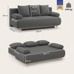 Sofa-lova su patalynės dėže, 3 vietų, pilka