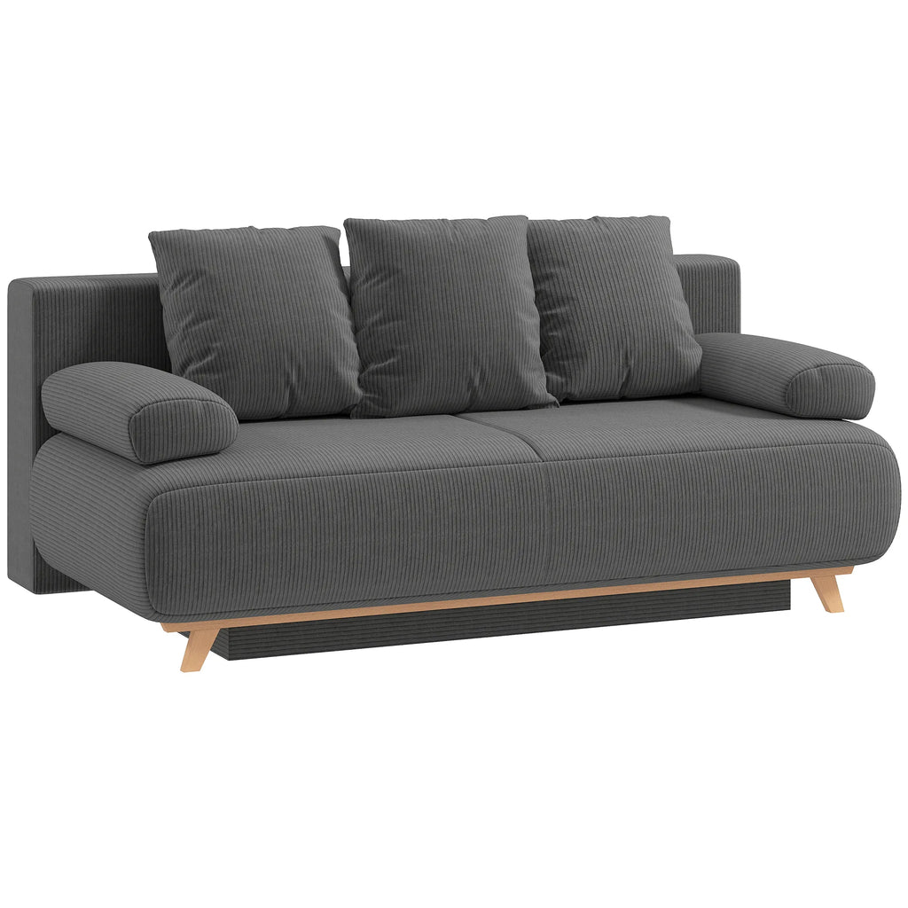 Sofa-lova su patalynės dėže, 3 vietų, pilka