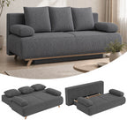 Sofa-lova su patalynės dėže, 3 vietų, pilka