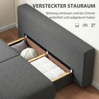 Sofa-lova su patalynės dėže, 3 vietų, pilka