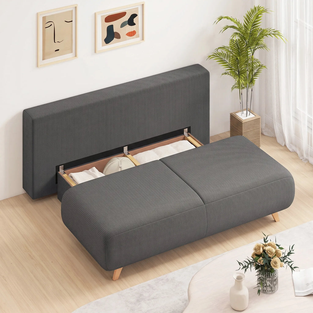 Sofa-lova su patalynės dėže, 3 vietų, pilka