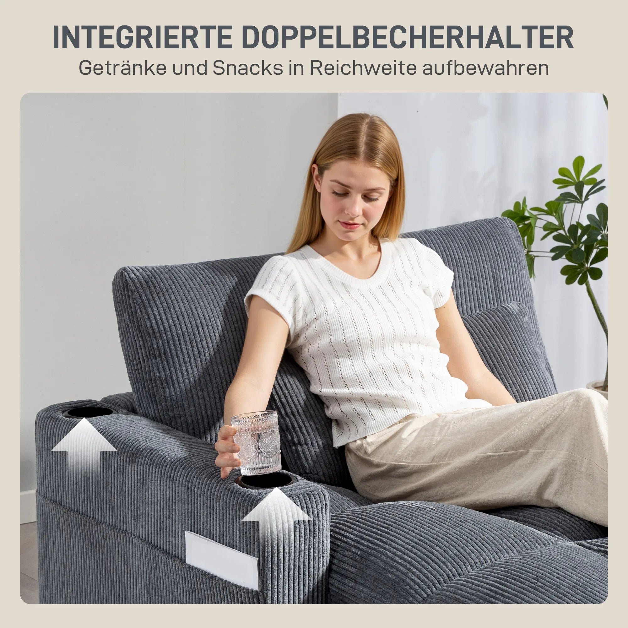 Sofa lova su puodelio laikikliu, tamsiai pilka