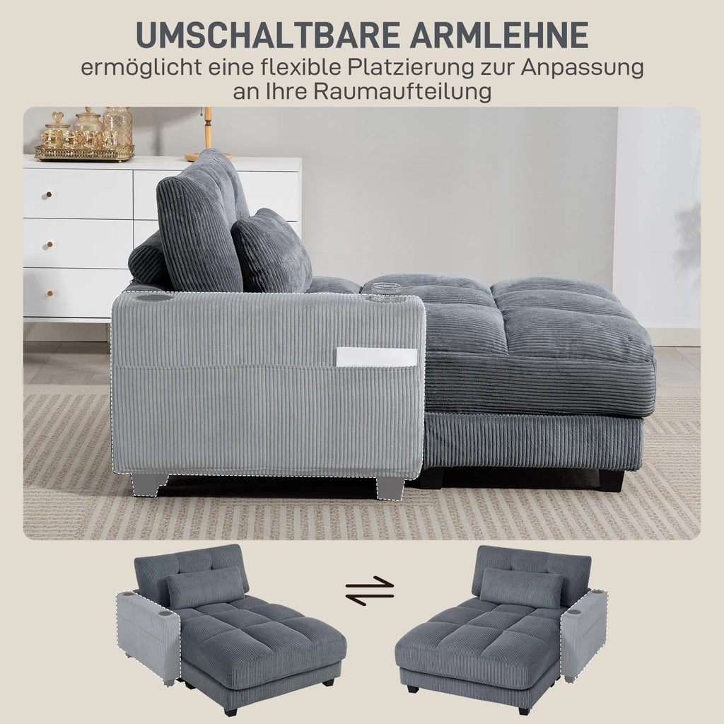 Sofa lova su puodelio laikikliu, tamsiai pilka