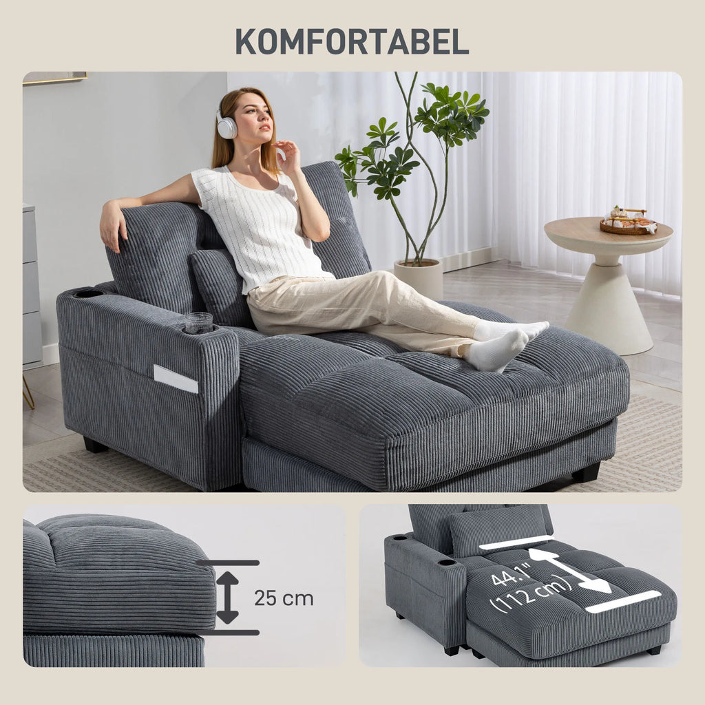 Sofa lova su puodelio laikikliu, tamsiai pilka