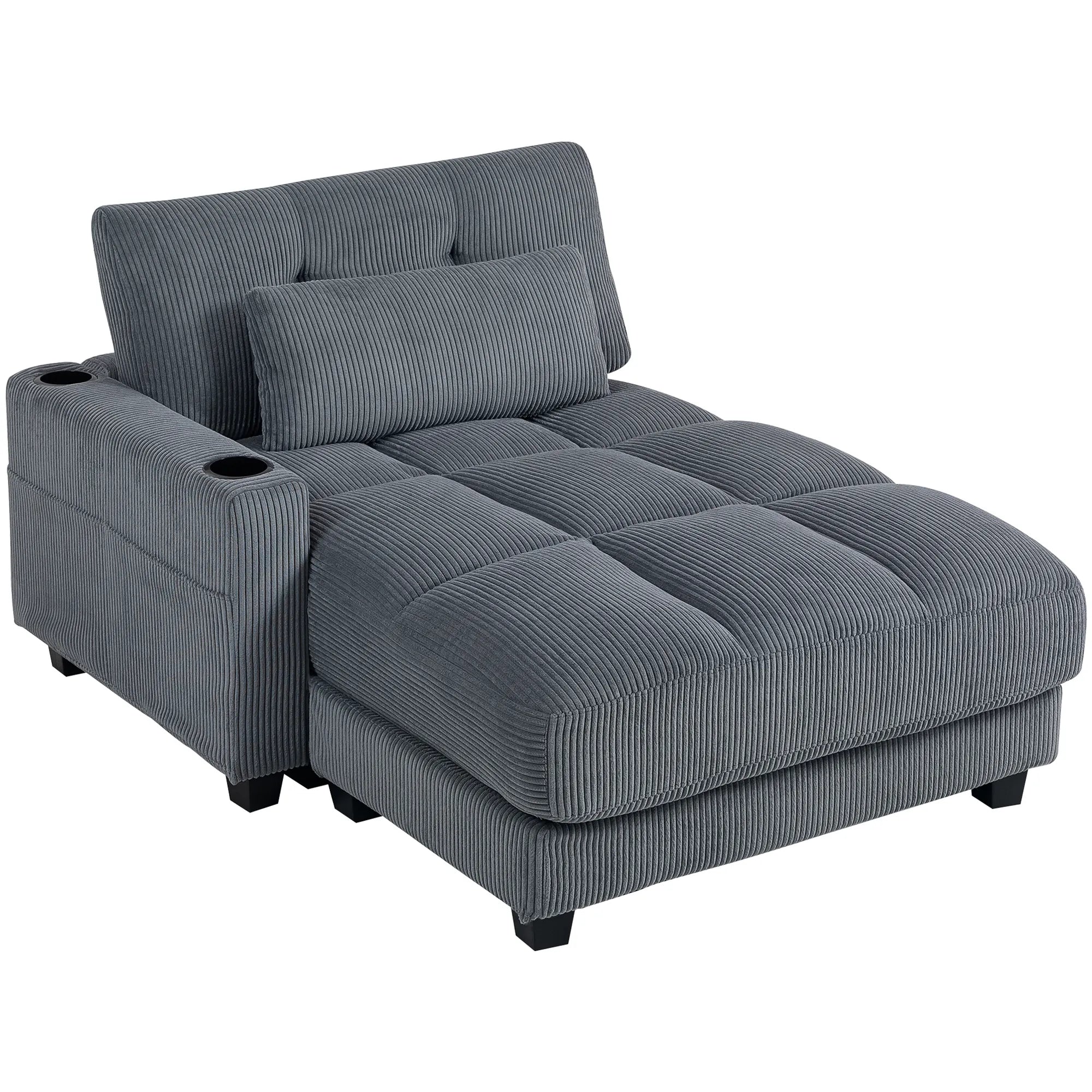 Sofa lova su puodelio laikikliu, tamsiai pilka