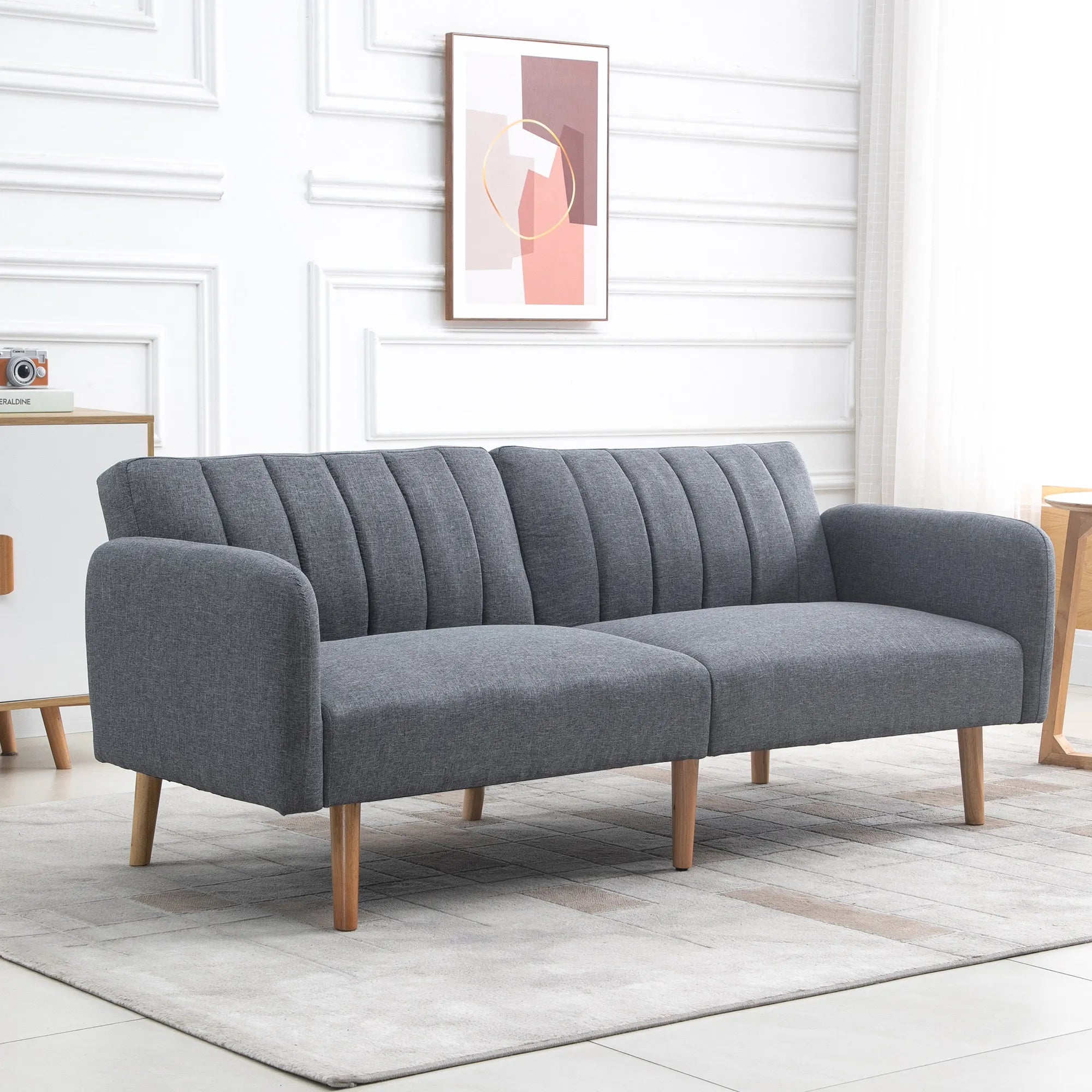 Sofa-lova su reguliuojamais atlošais, 173 cm, pilka