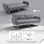 Sofa-lova su reguliuojamais atlošais, 173 cm, pilka