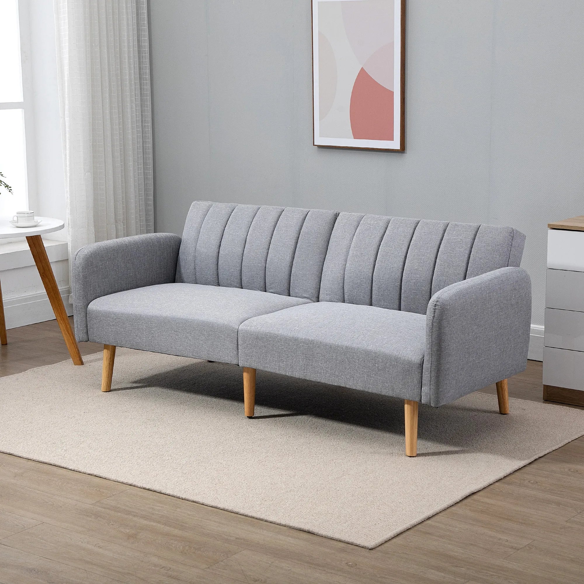 Sofa-lova su reguliuojamais atlošais, 173 cm, šviesiai pilka