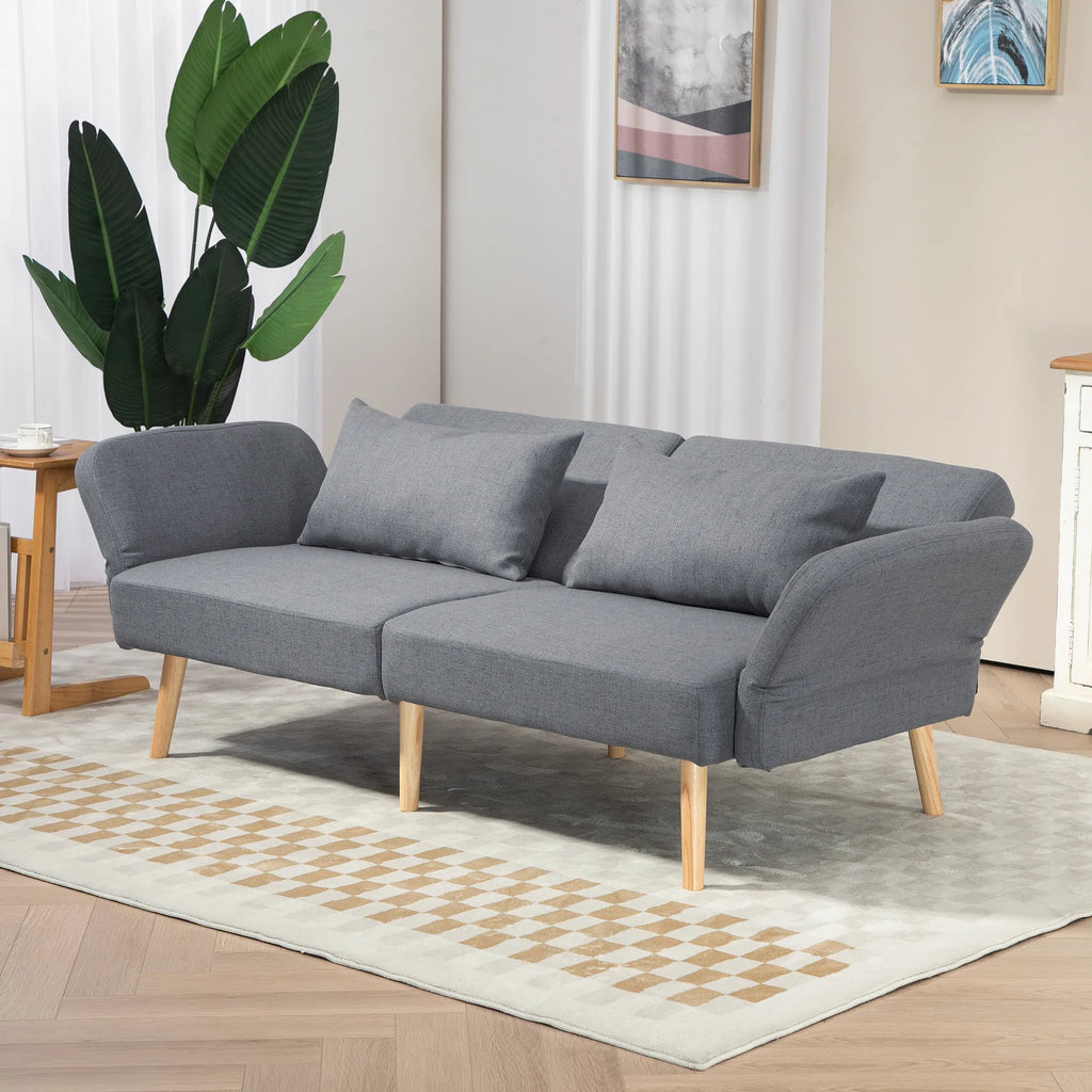 Sofa lova su reguliuojamais atlošais ir porankiais, 170 × 83 × 80 cm, pilka