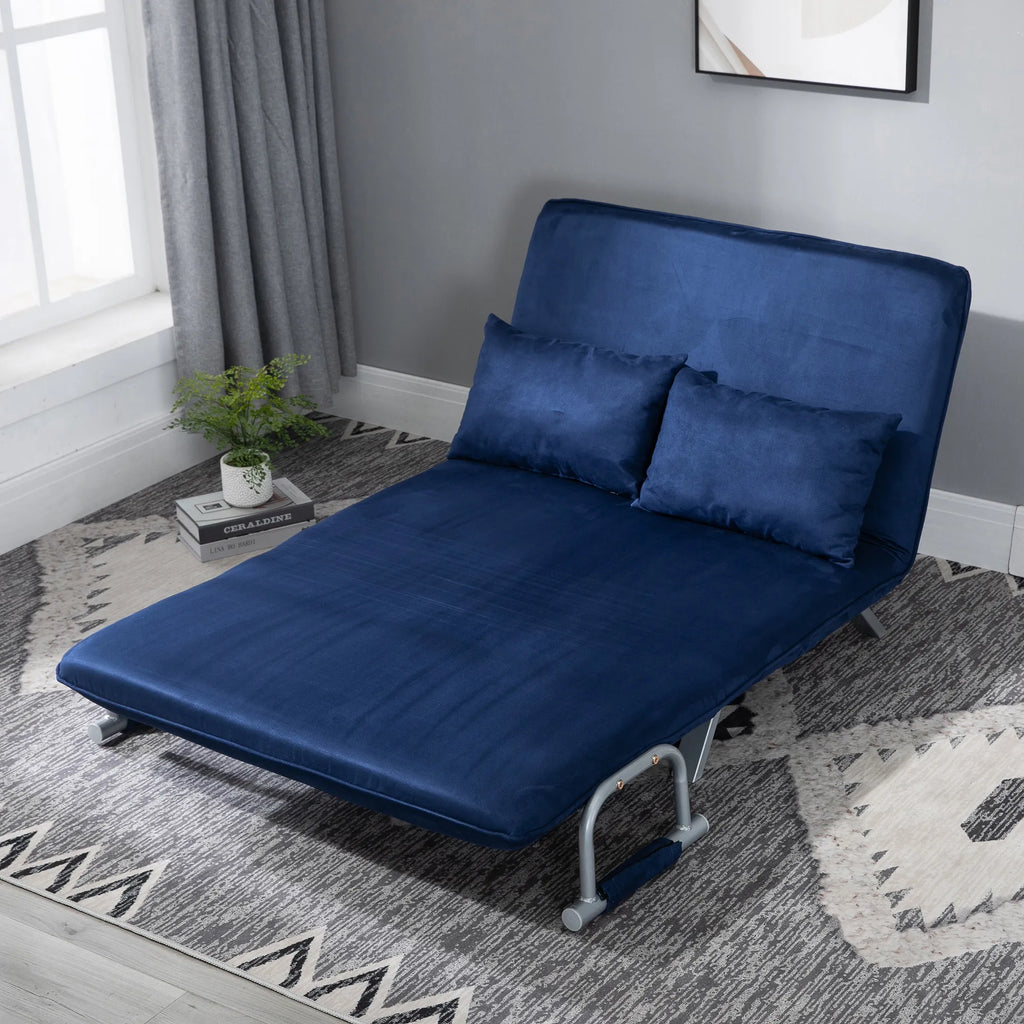Sofa-lova su reguliuojamu atlošu, 111 cm, tamsiai mėlyna
