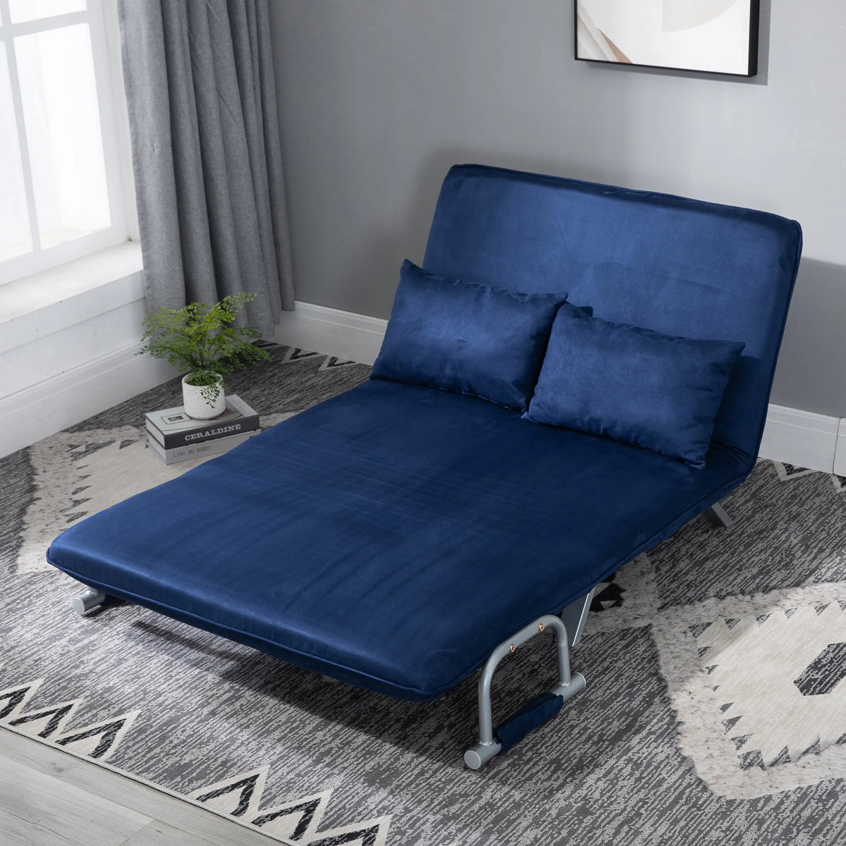 Sofa-lova su reguliuojamu atlošu, 111 cm, tamsiai mėlyna