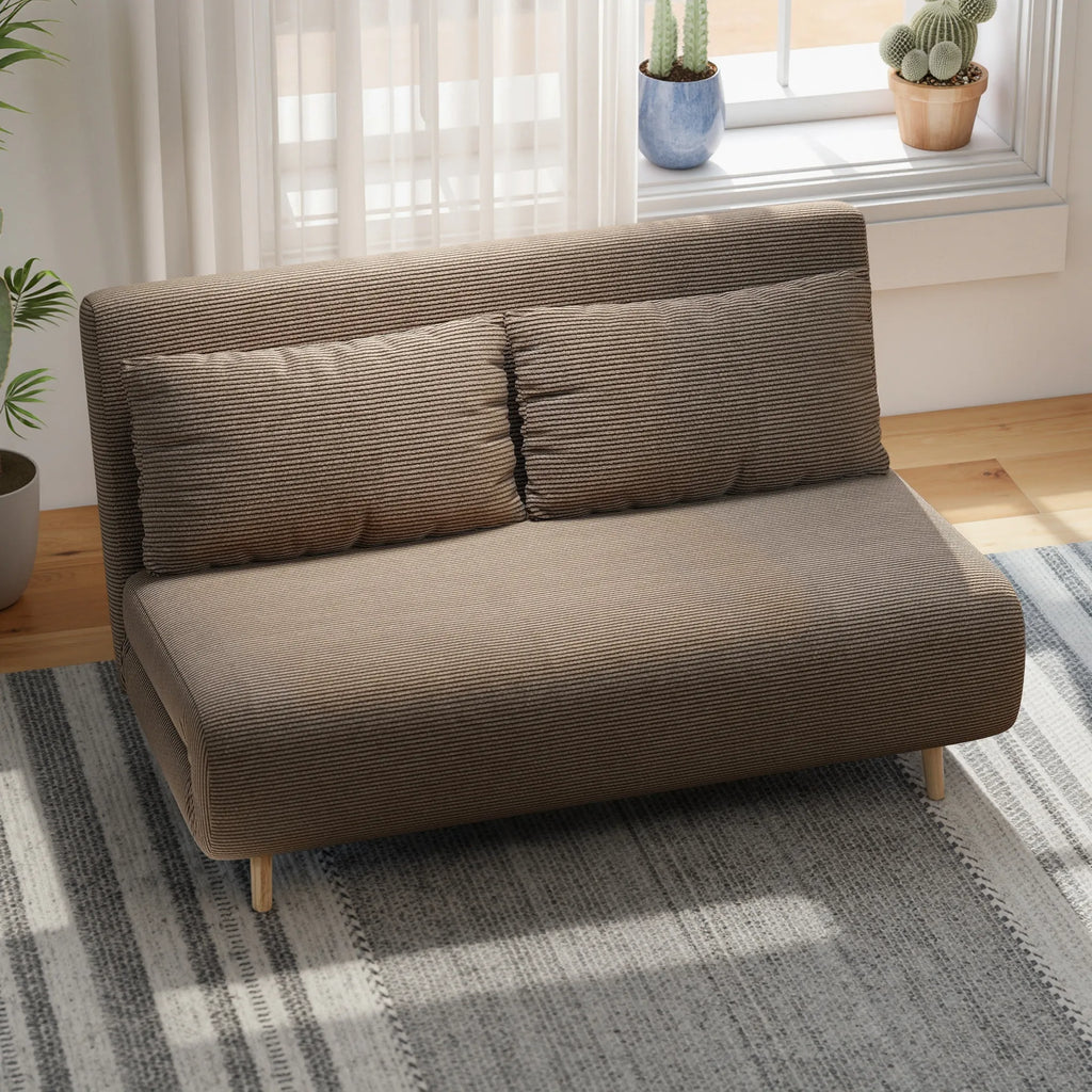 Sofa-lova su reguliuojamu atlošu, 141 cm, ruda