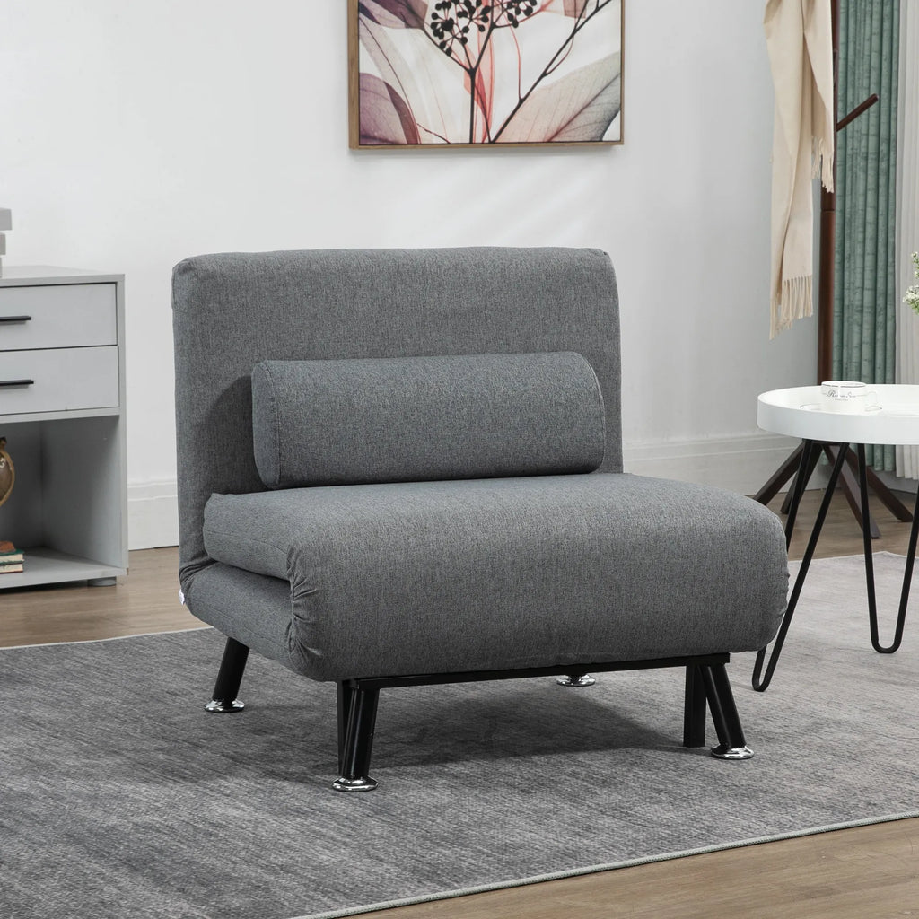Sofa-lova su reguliuojamu atlošu, sulankstomas krėslas, 70 × 75 × 75 cm, tamsiai pilka