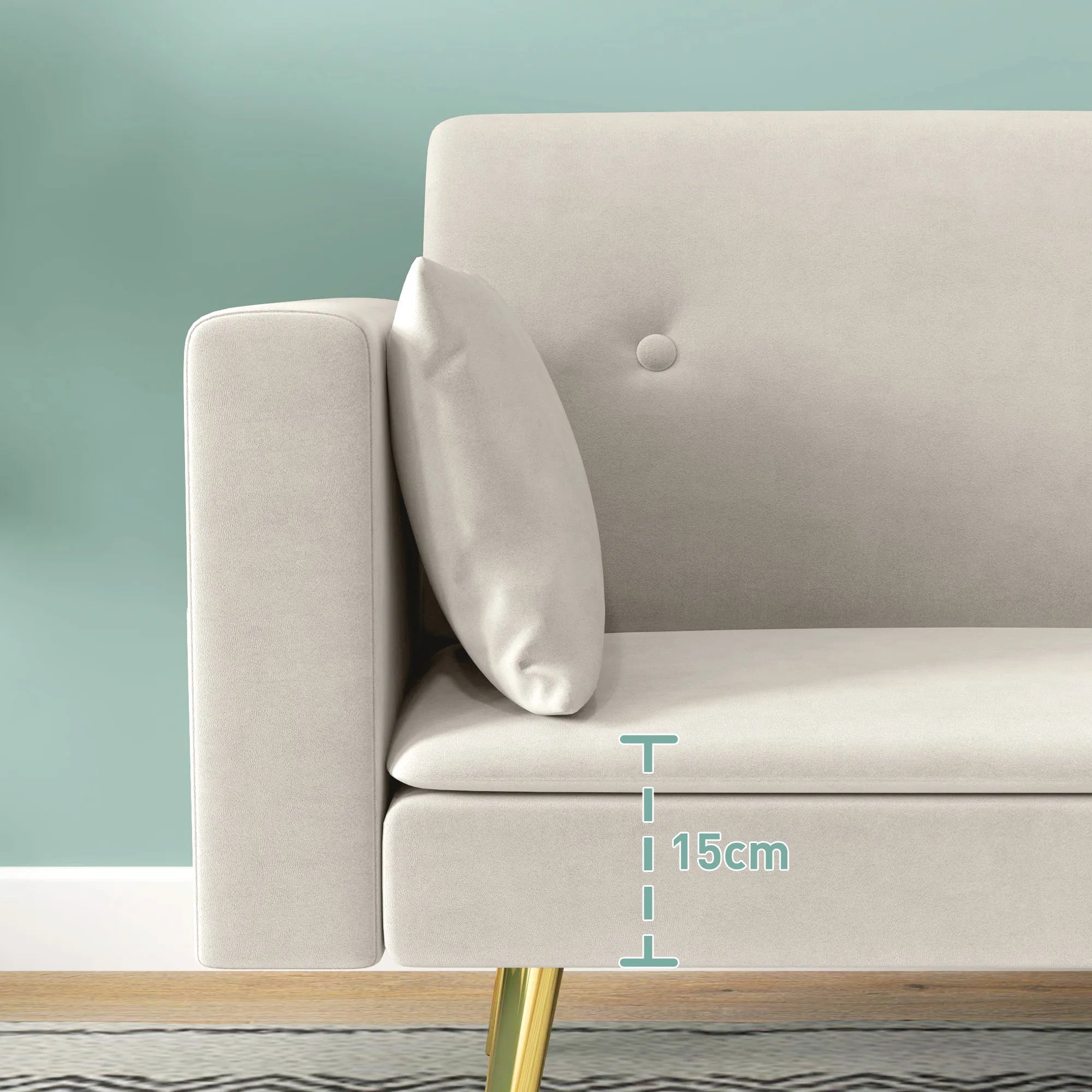Sofa-lova su reguluojamu atlošu, 181 cm, smėlio