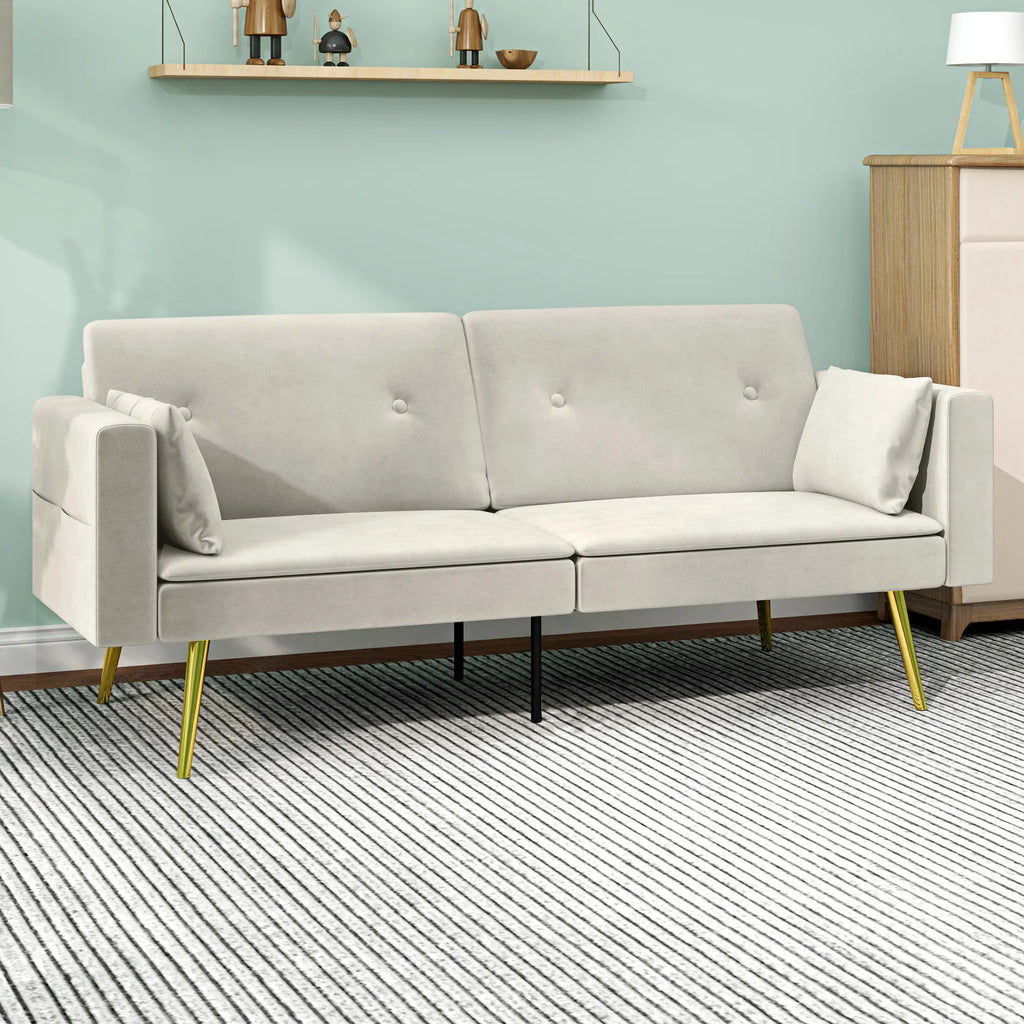 Sofa-lova su reguluojamu atlošu, 181 cm, smėlio
