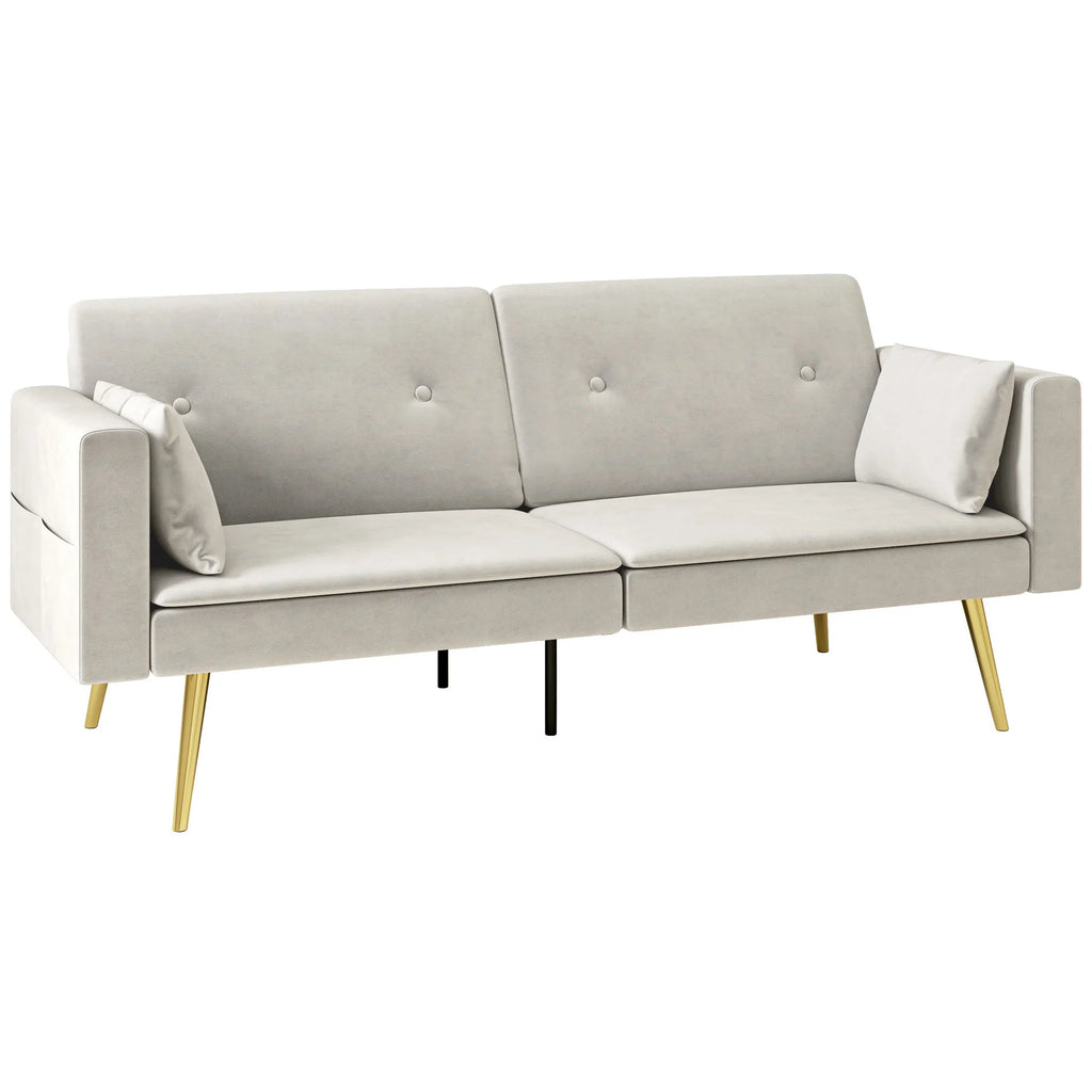 Sofa-lova su reguluojamu atlošu, 181 cm, smėlio