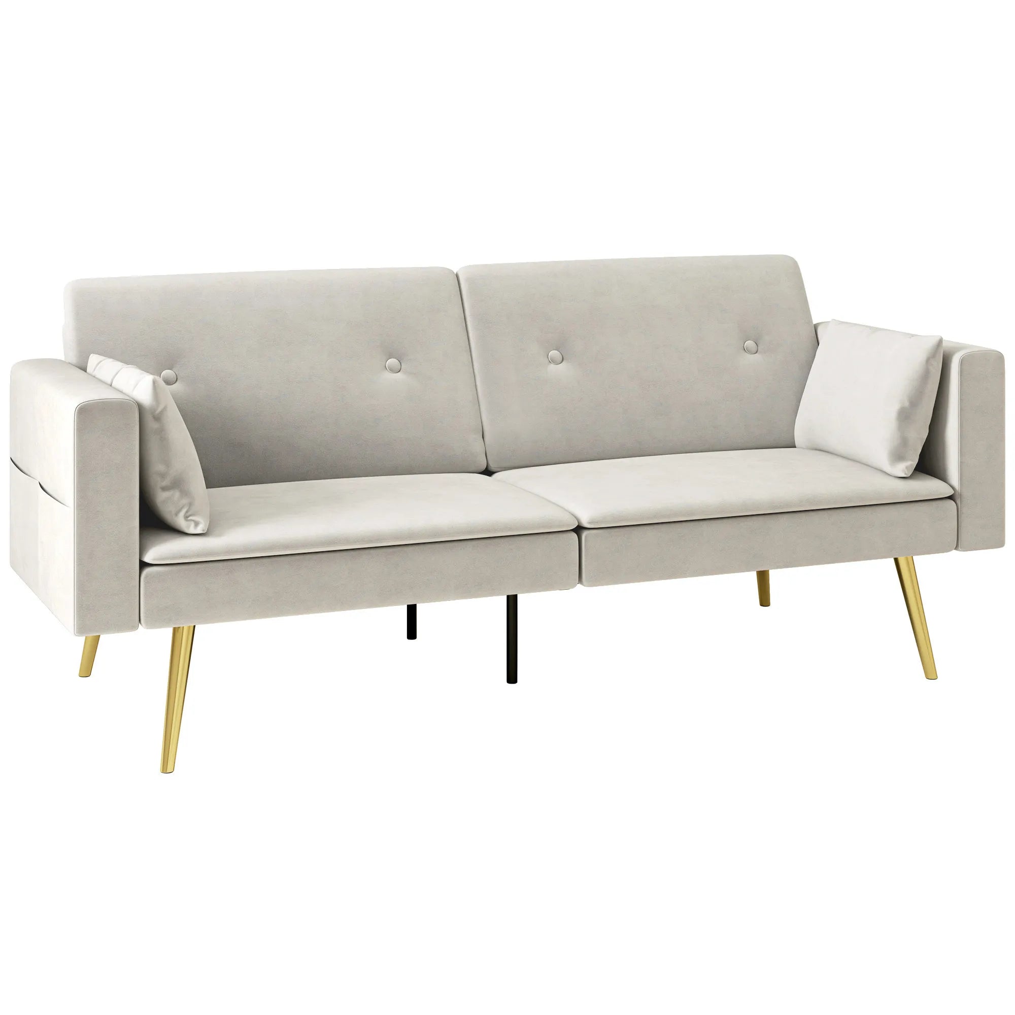 Sofa-lova su reguluojamu atlošu, 181 cm, smėlio