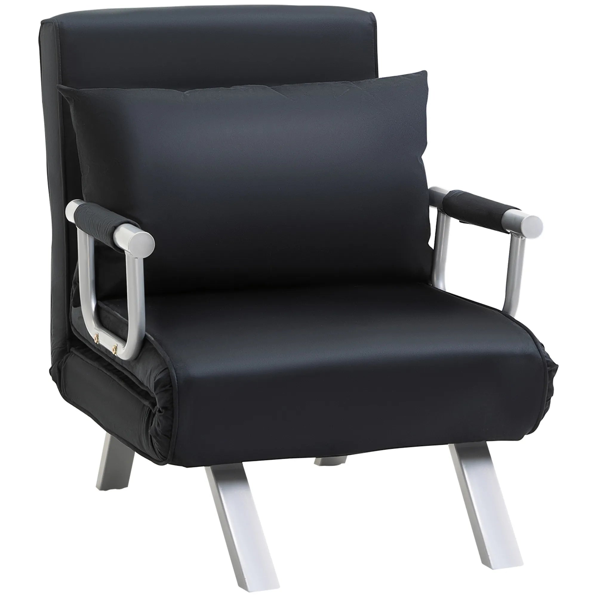 Sofa-lova transformuojama vienvietė su miegama funkcija, juoda