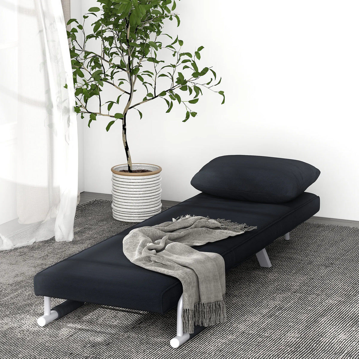 Sofa-lova transformuojama vienvietė su miegama funkcija, juoda