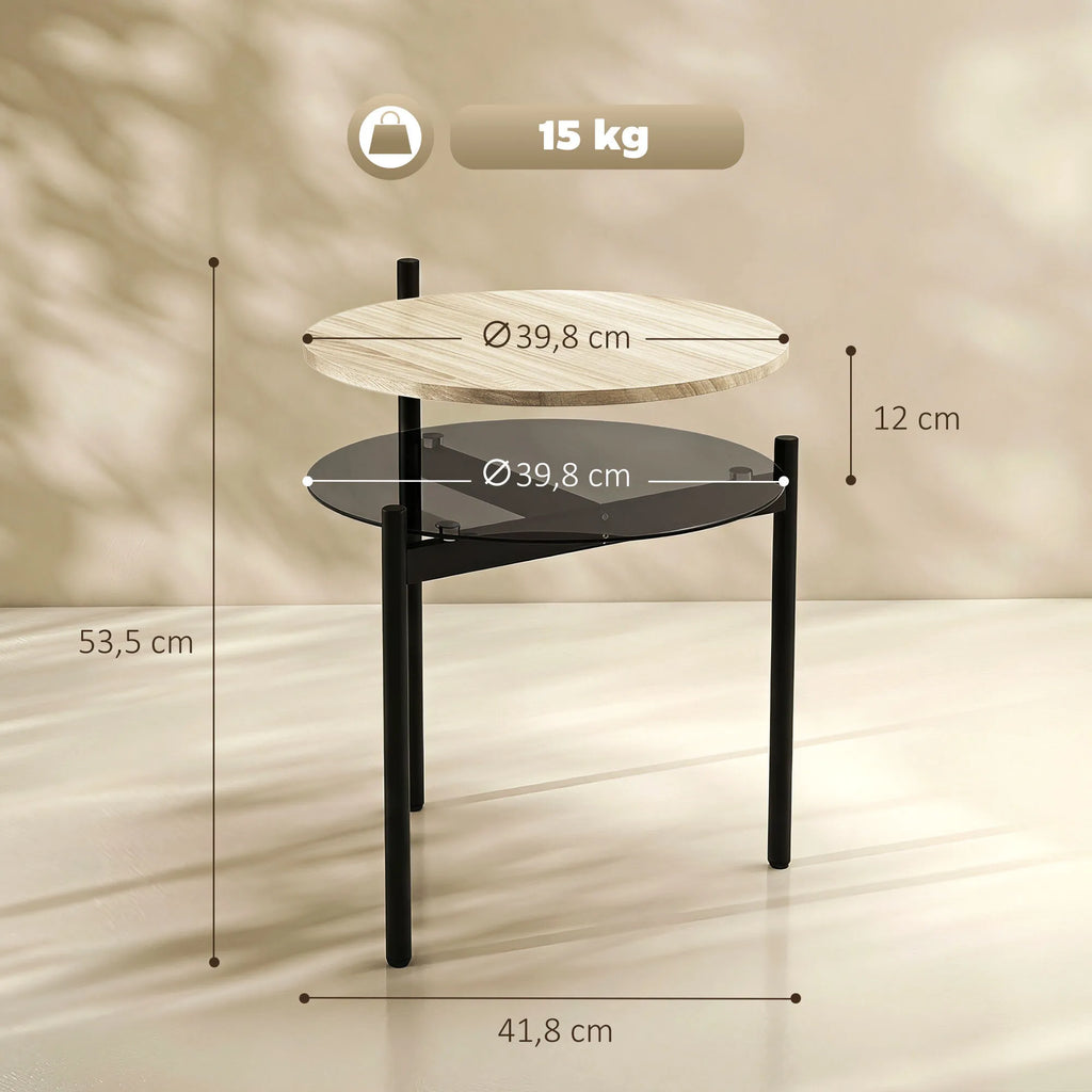 Šoninio staliuko skersmens ir aukščio matmenų schema, 15 kg