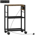 Spausdintuvo stovas su elektros lizdais ir USB, 42x28x64,5 cm, rustikalinės rudos spalvos