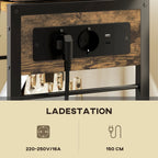 Spausdintuvo stovas su elektros lizdais ir USB, 42x28x64,5 cm, rustikalinės rudos spalvos