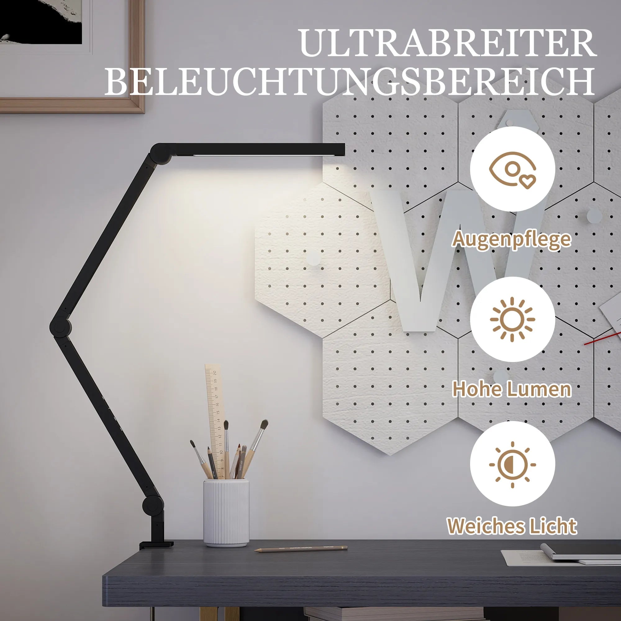 Stalinė lempa reguliuojama su spaustuku, 96 LED, juoda