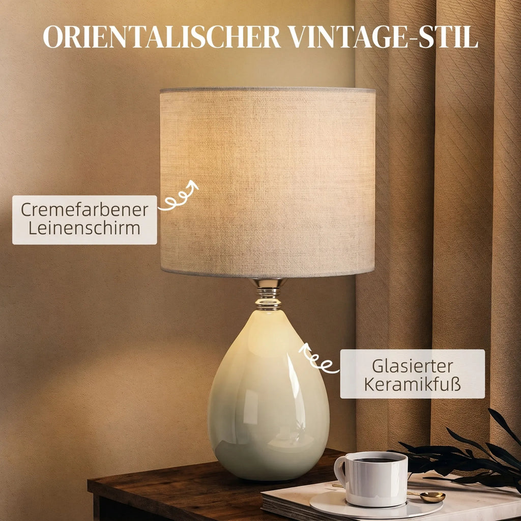 Infografika apie lininį gaubtą ir glazūruotą keraminį pagrindą vintažo stiliumi
