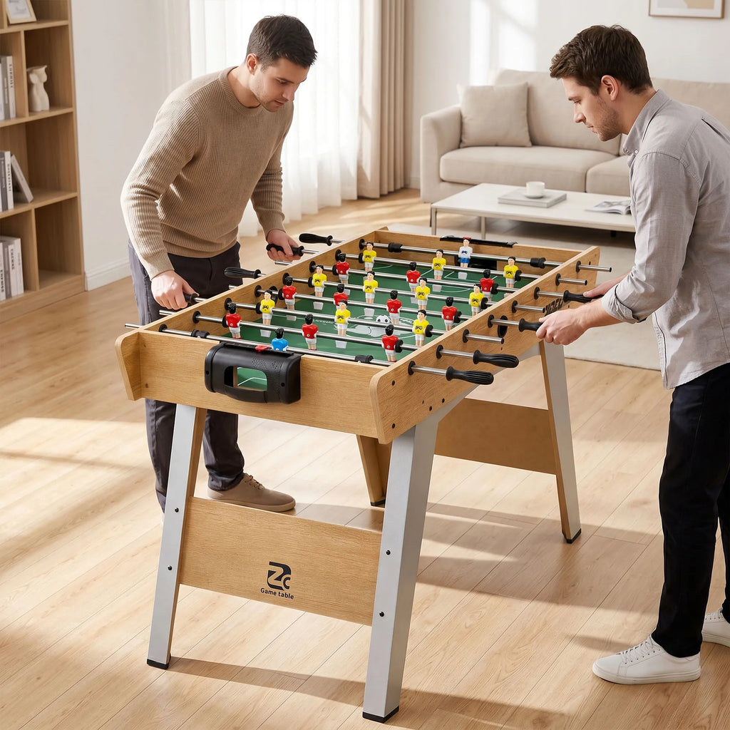 Stalo futbolas su 22 žaidėjais, vaikams nuo 7 metų, 121 x 87 x 77 cm, natūralaus medžio spalvos