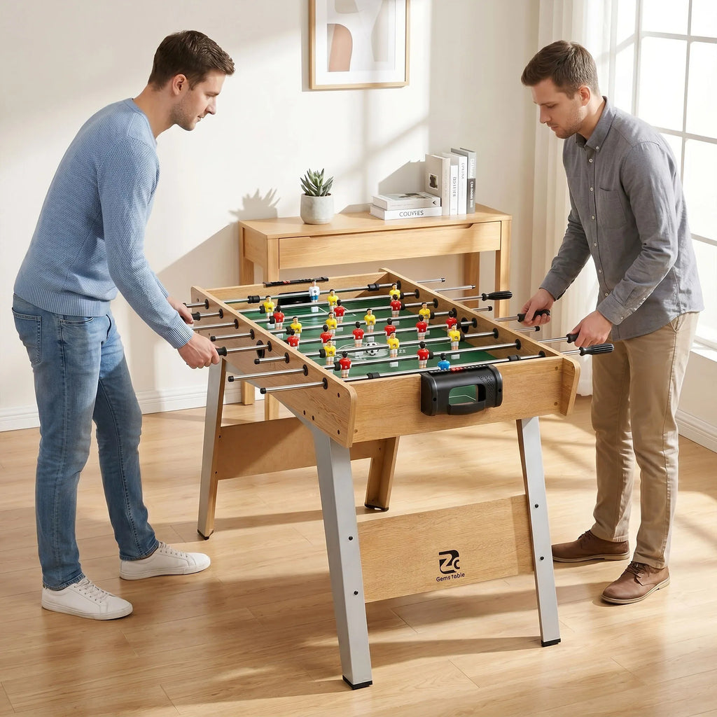 Stalo futbolas su 22 žaidėjais, vaikams nuo 7 metų, 121 x 87 x 77 cm, natūralaus medžio spalvos