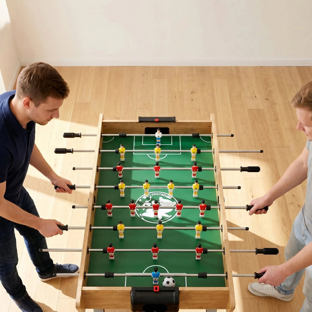 Stalo futbolas su 22 žaidėjais, vaikams nuo 7 metų, 121 x 87 x 77 cm, natūralaus medžio spalvos