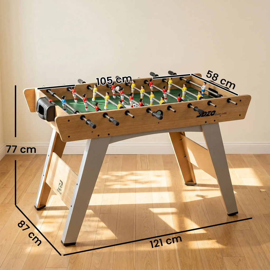 Stalo futbolas su 22 žaidėjais, vaikams nuo 7 metų, 121 x 87 x 77 cm, natūralaus medžio spalvos